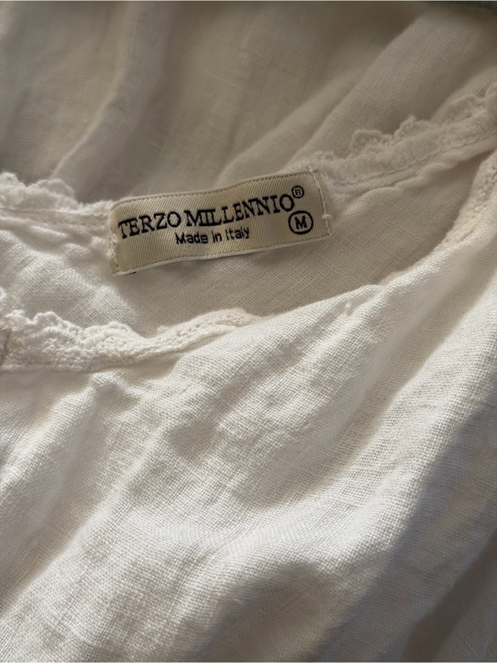 Terzo Millenio | White Linen Sleeveless V-Neck Maxi Dress - Size Medium - Picture 5 of 6